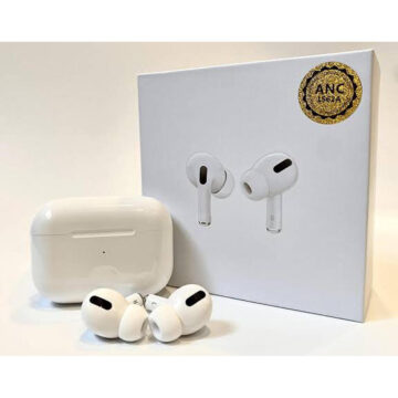 هندزفری طرح AirPods Pro 2 غیر اصلی سفید با برچسب گرد ANC و بدون برچسب سبز روی جعبه